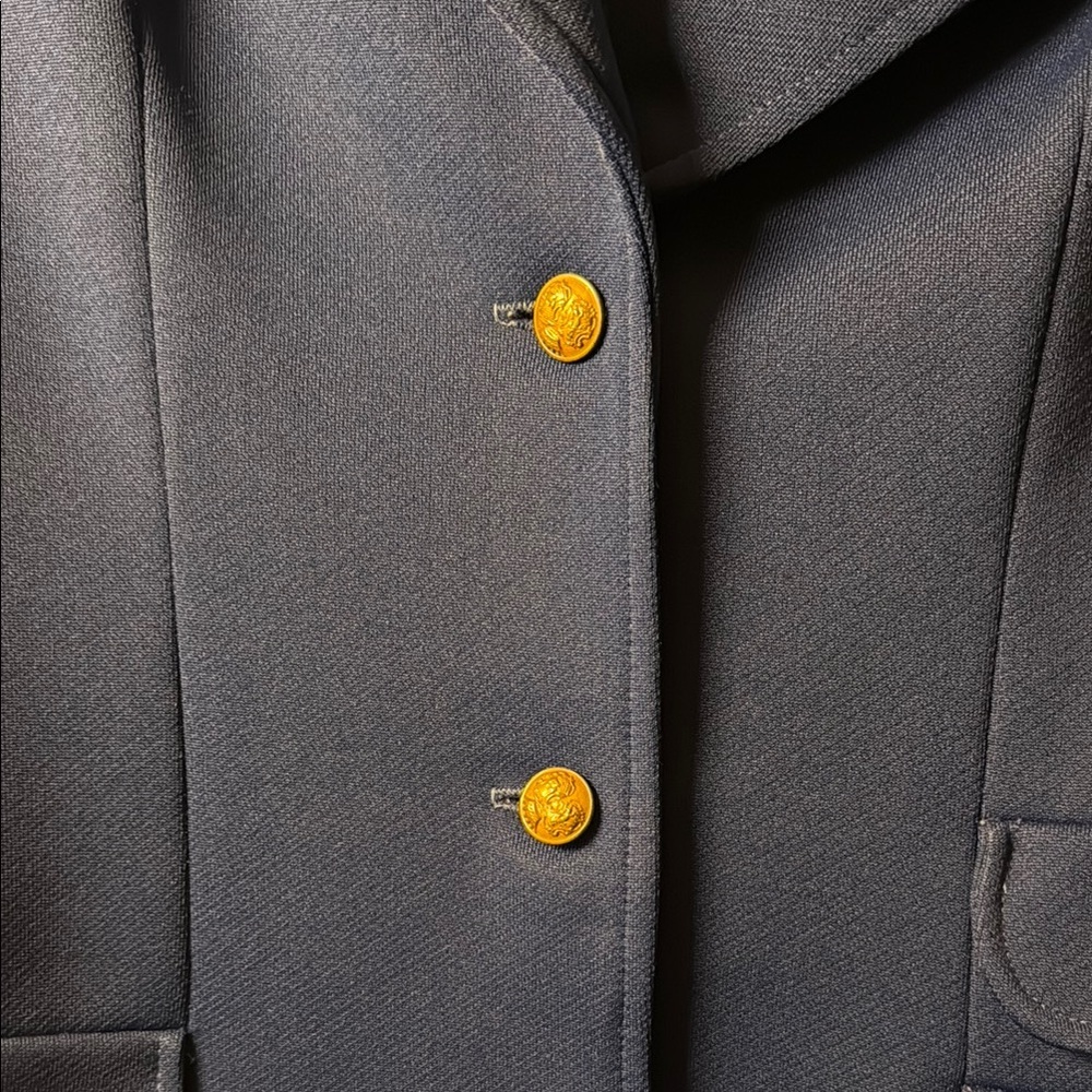Blue Women's Knit Blazer with Gold Buttons - Picture 2 of 6